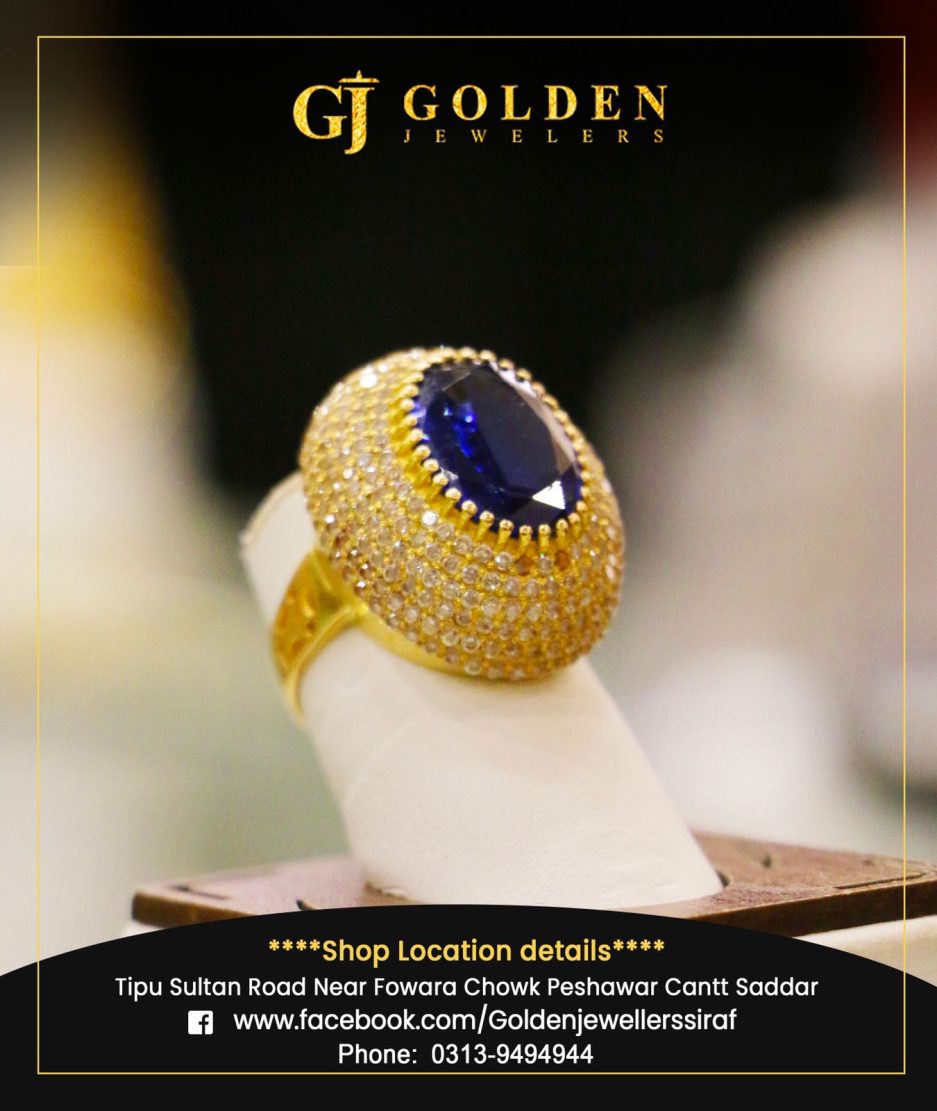 new Trending Gold Ring With Blue sapphire golden jewellers