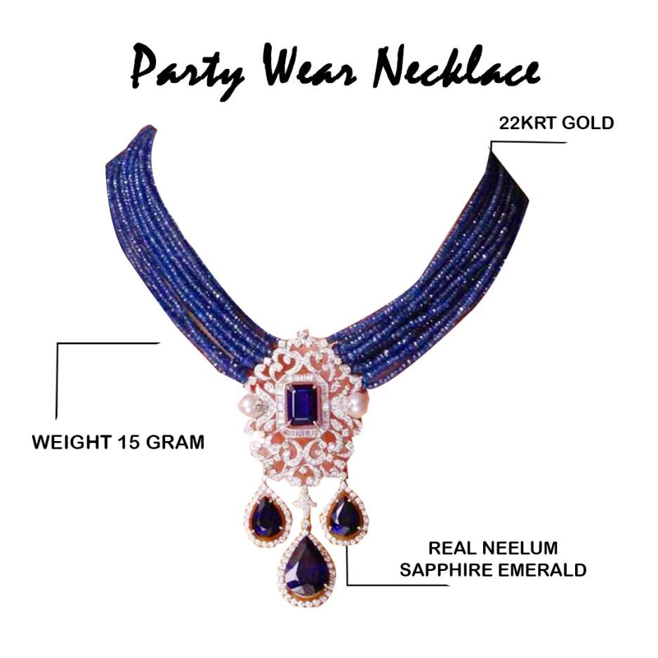 Party Wear Necklace With Real Neelum